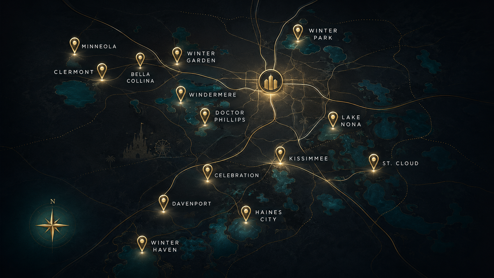 Modern visual map of Jean Dumet service areas in Greater Orlando